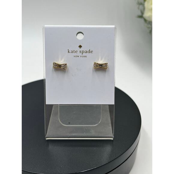 Kate Spade Ready‎ Set Mini Bow Gold Plated Pave Stud for Earrings New - Picture 4 of 9